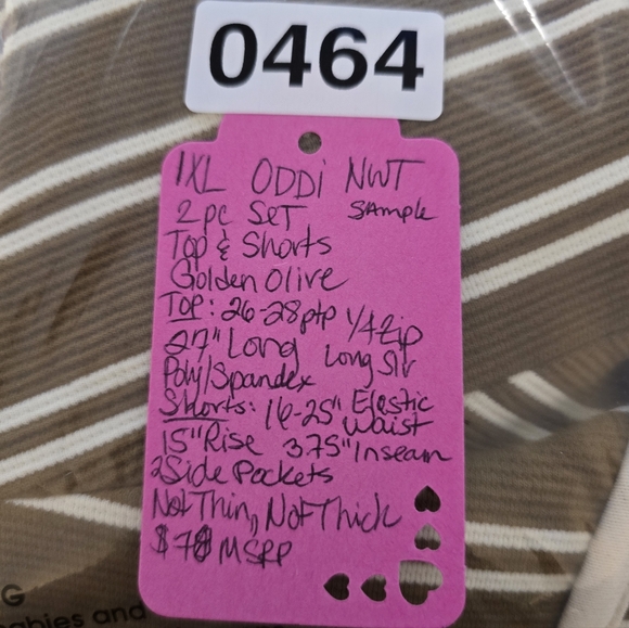 #0464 1XL ODDI Golden Olive 2 Pc Set: Top & Shorts, 26-28"ptp 16-25"ElasticWaist - Picture 16 of 16